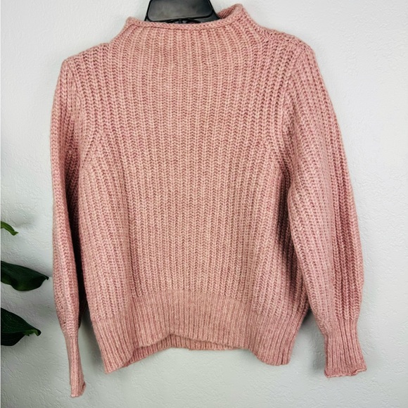 Madewell Loretto Mock Neck Wool-Blend Sweater in Heather Blush Pink - Picture 9 of 9